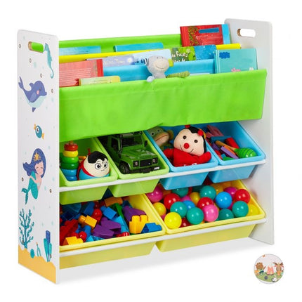 Children's shelf with 10 compartments and motifs