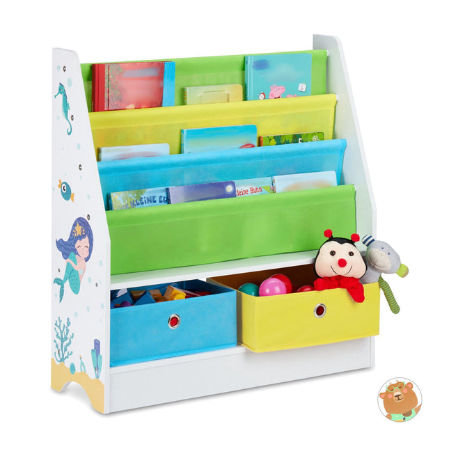 Children's shelf with 2 drawers & 3 hanging compartments