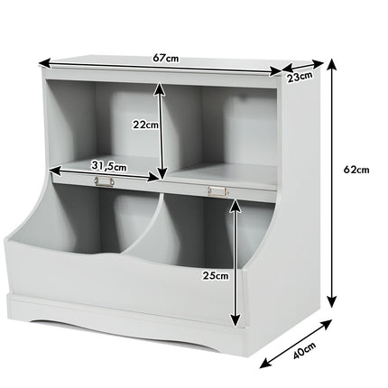 Children's shelf with 4 compartments, toy shelf, bookcase for children, 67 x 40 x 62 cm, grey