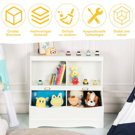 Children's shelf with 4 compartments, toy shelf, bookcase for children, 67 x 40 x 62 cm, white