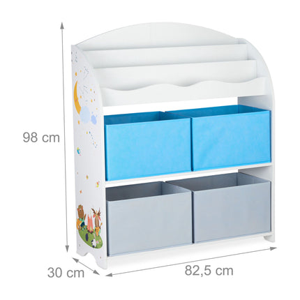 Children's shelf with 4 fabric drawers