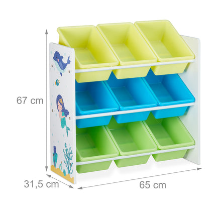 Children's shelf with 9 drawers and motif