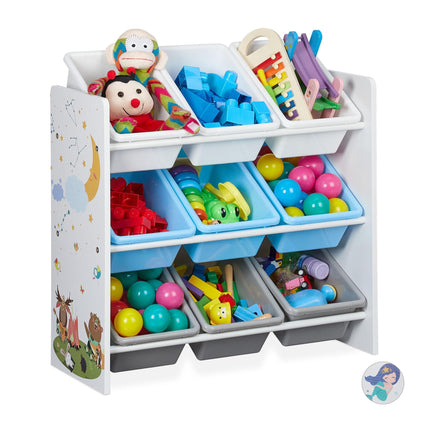 Children's shelf with 9 drawers and motif