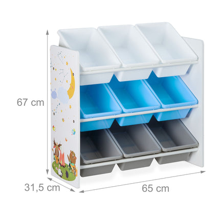 Children's shelf with 9 drawers and motif
