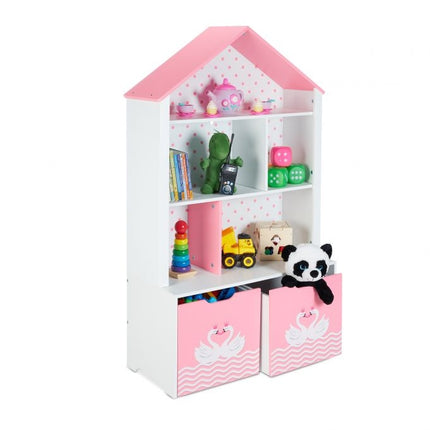 Children's shelf with roof in swan pattern