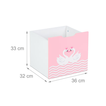 Children's shelf with roof in swan pattern