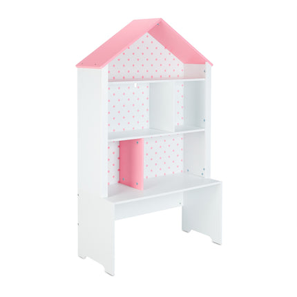 Children's shelf with roof in swan pattern