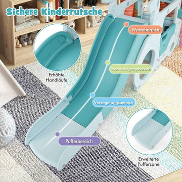 Children's slide 3 in 1 children's slide & car & tunnel steering wheel with horn for children from 18 months blue