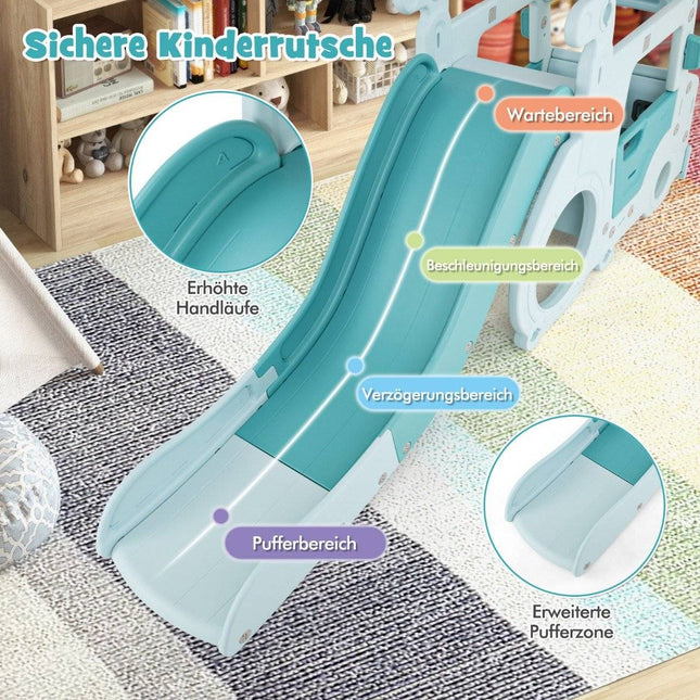 Children's slide 3 in 1 children's slide & car & tunnel steering wheel with horn for children from 18 months blue