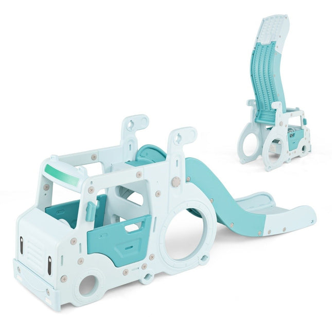 Children's slide 3 in 1 children's slide & car & tunnel steering wheel with horn for children from 18 months blue