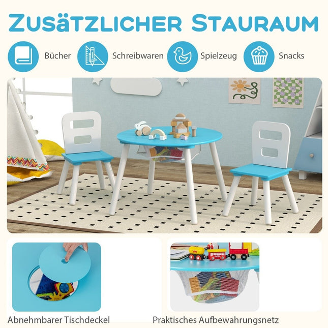 Children's table with 2 chairs 3 pieces. Children's furniture set made of wood, stackable green