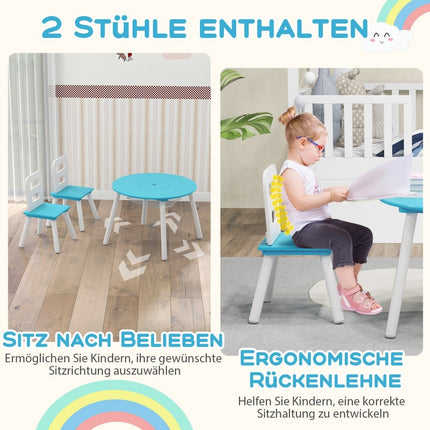 Children's table with 2 chairs 3 pieces. Children's furniture set made of wood, stackable green