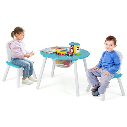 Children's table with 2 chairs 3 pieces. Children's furniture set made of wood, stackable green