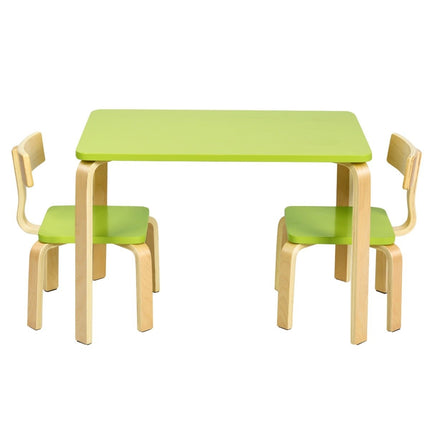 Children's table with 2 wooden chairs 3 pieces. Children's seating group Seating group for children green