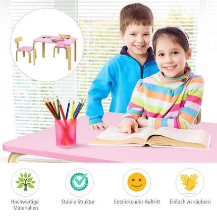Children's table with 2 wooden chairs 3 pieces. Children's seating group Seating group for children pink