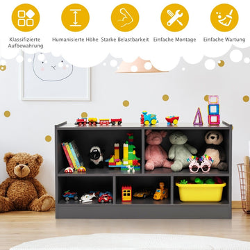 Children's toy cabinet made of wood, children's shelf, bookshelf, 111 x 30 x 61.5 cm, grey