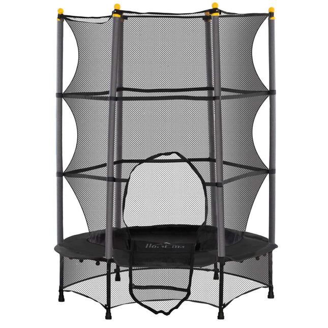 Children's trampoline with safety net, 140 cm, black