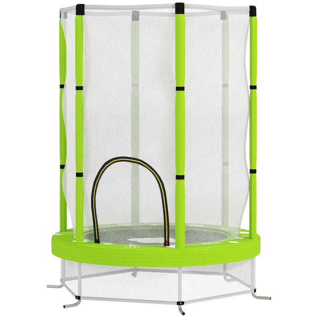 Children's trampoline 140cm with safety net, green