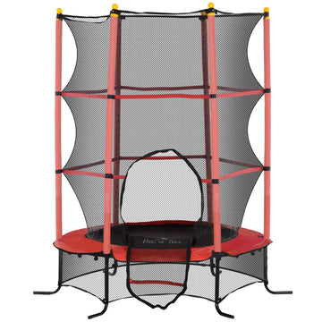 Children's trampoline with safety net, 163 cm, red