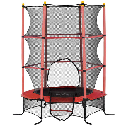 Children's trampoline with safety net, 163 cm, red