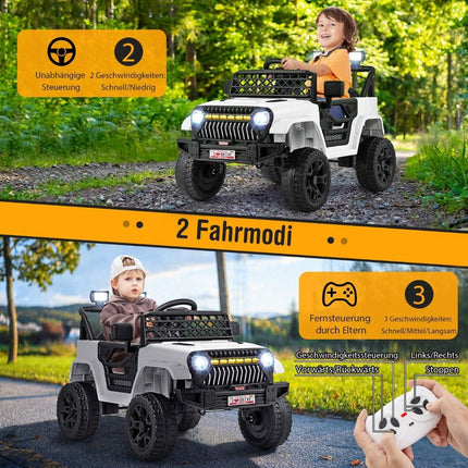 Children's truck with 12 V battery rechargeable electric car with remote control white