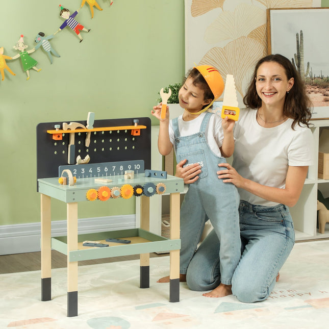 Tool bench set for children with accessories, ages 3-6