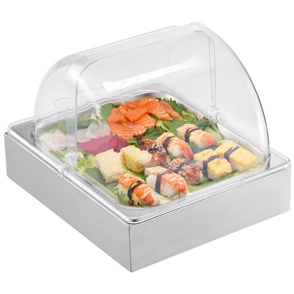 Chilled Condiment Server, 1/2 Pan, Clear Lid, Ice Tray