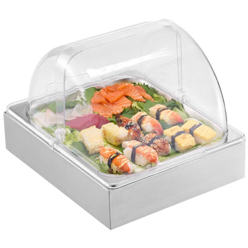Chilled Condiment Server, 1/2 Pan, Clear Lid, Ice Tray