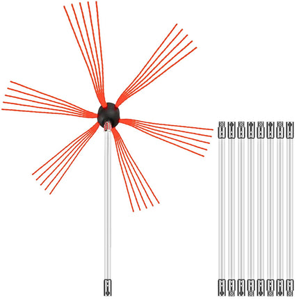 Chimney Sweep Kit, 9m Nylon Rods, Drill Powered Brush