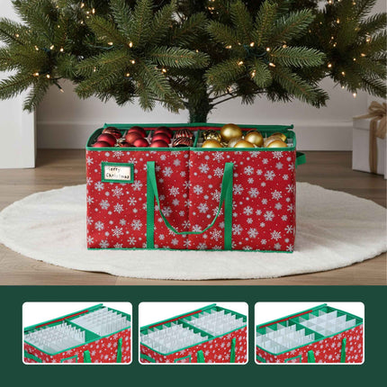 Christmas Bauble Storage Box, Holds 128, Adjustable Dividers