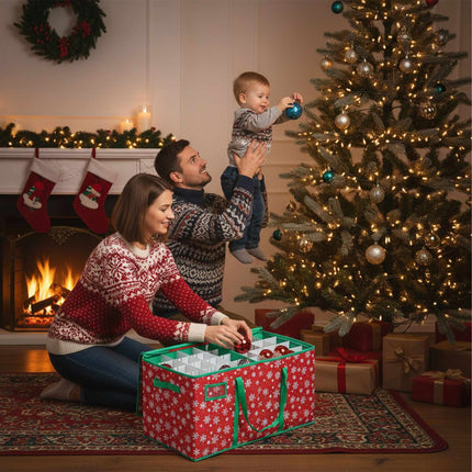 Christmas Bauble Storage Box, Holds 128, Adjustable Dividers