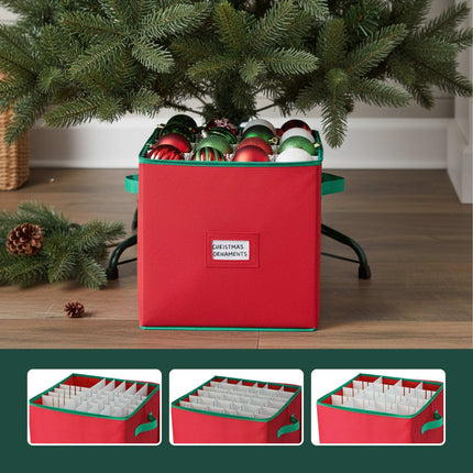 Christmas Bauble Storage Box, Holds 64, Adjustable Dividers