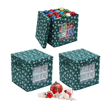 Christmas Bauble Storage Boxes, Set of 3 with Dividers