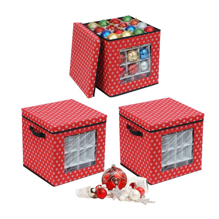 Christmas Bauble Storage Boxes, Set of 3 with Dividers