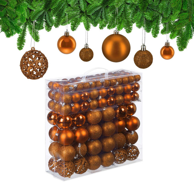 Christmas Baubles Set, 150 Pieces, Assorted Finishes