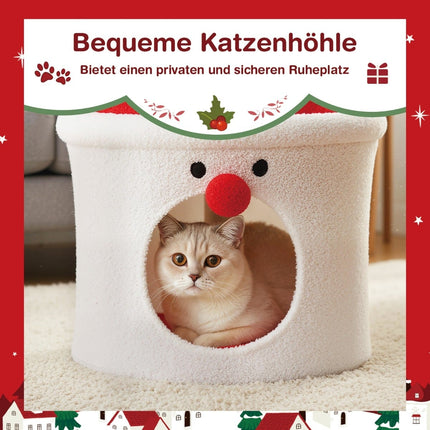 Christmas Cat Tree with Bed, 75 cm, Red, Plush Top
