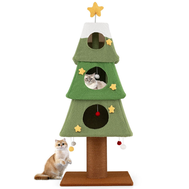 Christmas Cat Tree with Sisal Post, 162 cm, Green