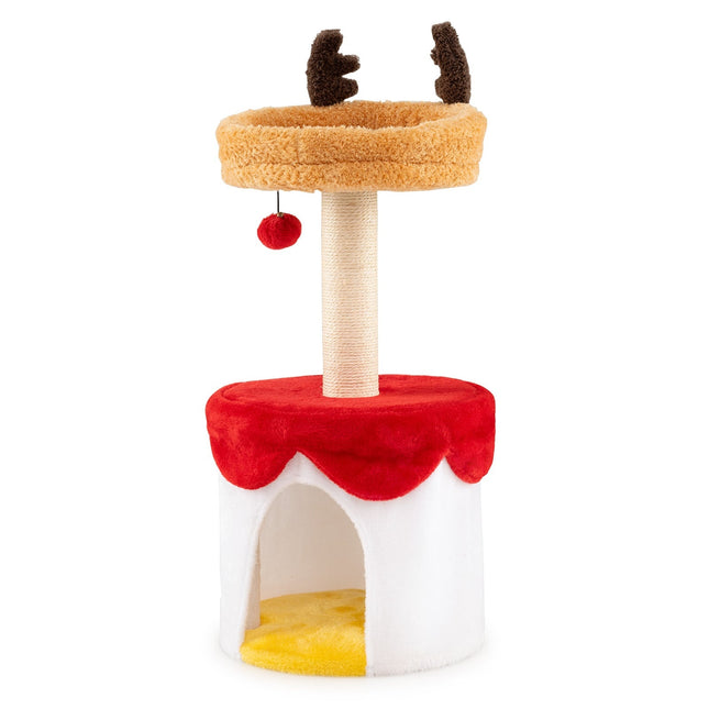 Christmas Cat Tree with Sisal Post, 80 cm, Cozy Bed