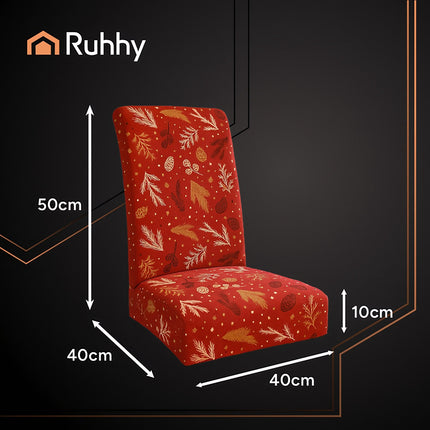 Christmas Chair Covers, Red, Elastic, Set of 6, 50x40x40 cm