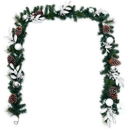 Christmas Garland 2.7m, 50 LED Lights, Pinecones, Timer