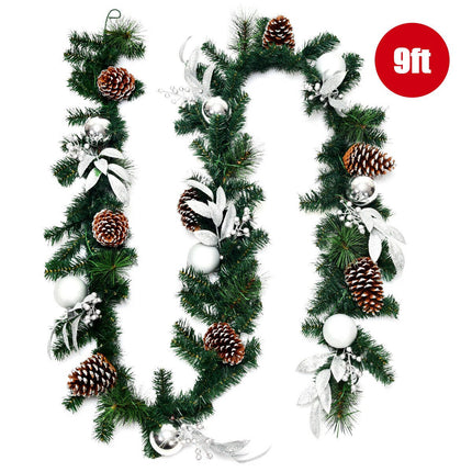 Christmas Garland 2.7m, 50 LED Lights, Pinecones, Timer