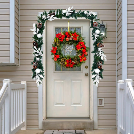 Christmas Garland 2.7m, 50 LED Lights, Pinecones, Timer