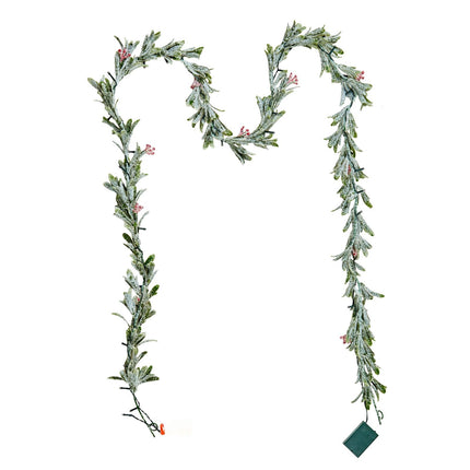 Christmas Garland 9 ft with LED Lights, Olive Leaves, Berries