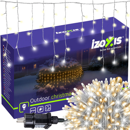 Christmas Icicle Lights, 100 LED, 6m, Warm White, IP44