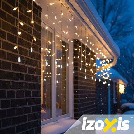 Christmas Icicle Lights, 100 LED, 6m, Warm White, IP44