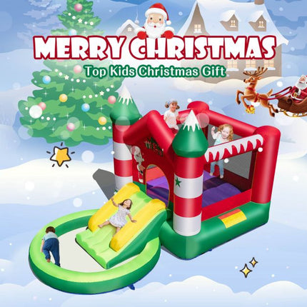 Christmas Inflatable Bounce House With Slide, Ball Pit For 3 Kids