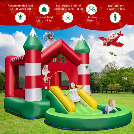 Christmas Inflatable Bounce House With Slide, Ball Pit For 3 Kids