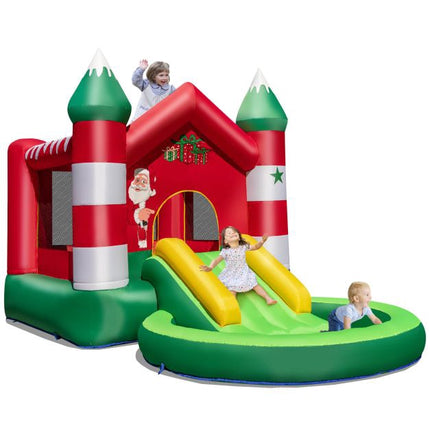 Christmas Inflatable Bounce House With Slide, Ball Pit For 3 Kids