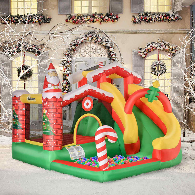 Children's Christmas bouncy castle with slide and ball pit