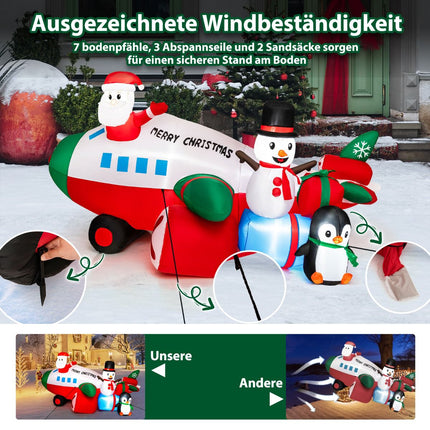 Christmas Inflatable Santa Helicopter With LEDs, 280 cm